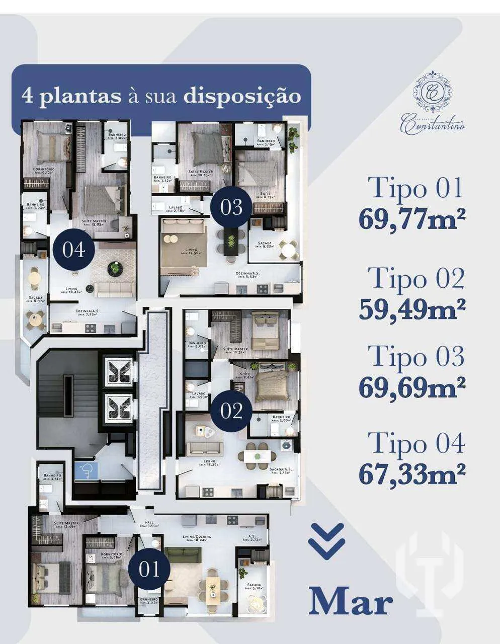 Imagem Apartamento à venda, no RESIDENCIAL CONSTANTINO - KOCH em Itapema, morretes, com 2 quartos, 69m2