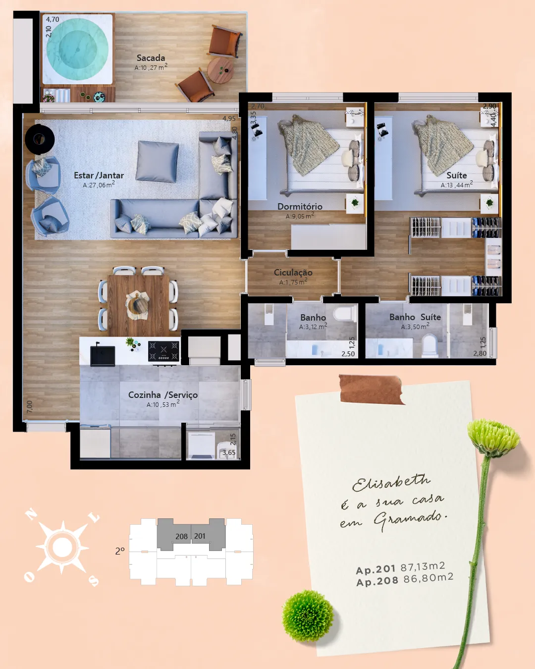 Imagem Apartamento à venda em Gramado, Centro, com 2 quartos, 86.26m2