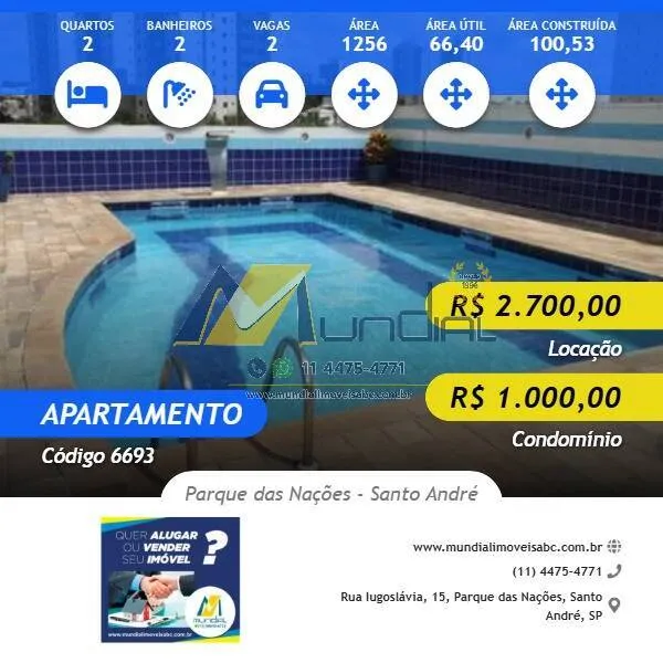 Foto do imóvel Apartamento com 2 dormitórios no Parque das Nações em Santo André