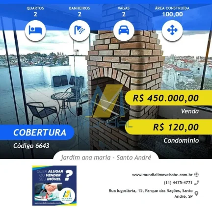 Imagem Excelente cobertura duplex com 100m², elevador até a cobertura. 2 vagas.