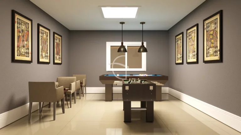Imagem Apartamento de alto padrão para venda no América em Joinville, com uma área de lazer completa e totalmente mobiliada e decorada.