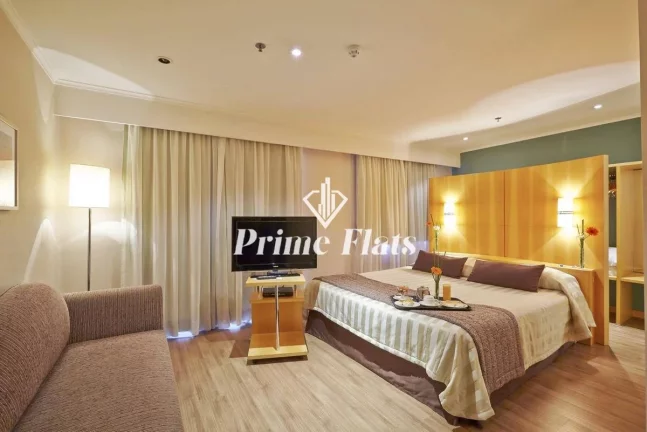 Imagem Flat disponível no Slaviero Essential São Paulo Ibirapuera, com 35m², 1 dormitório e 1 vaga