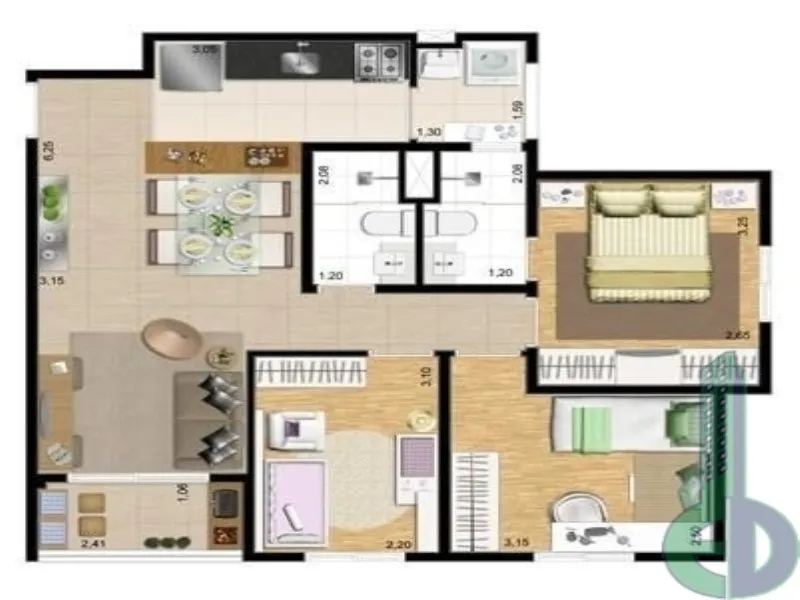 Imagem Apartamento de 3 quartos na Vila Metalúrgica, 66m², Condomínio Up Grade Santo André - Venda/Aluguel, 1 suíte, 2 banheiros, 1 vaga.
