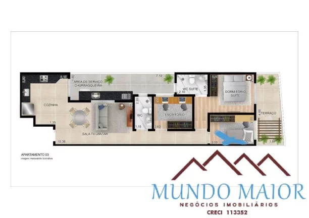 Imagem Cobertura c/ piscina, 3 dorms, 2 vagas e área gourmet. Imóvel Alto Padrão