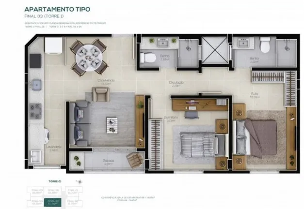 Imagem Apartamento com 2 Quartos à Venda, 61 m²em dos Imigrantes - Criciúma