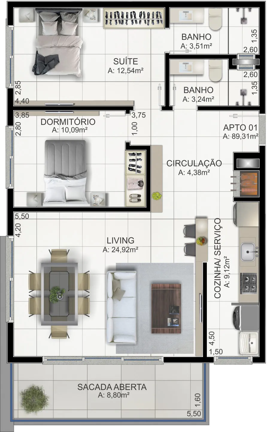 Imagem Apartamento à venda em Torres, Praia da Cal, com 2 quartos, 160.86m2