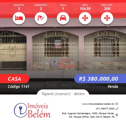 Imagem Imóveis Belém vende casa na Cordeiro de Farias