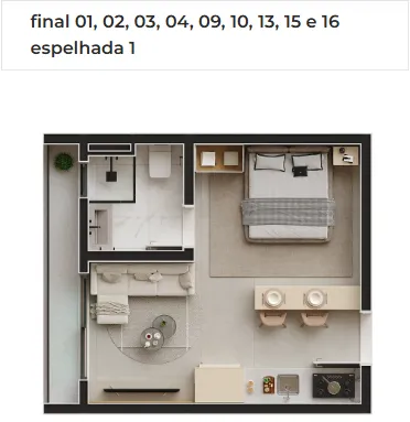 Imagem Loft para Venda em São José dos Pinhais, Centro, 1 dormitório, 1 suíte, 1 banheiro