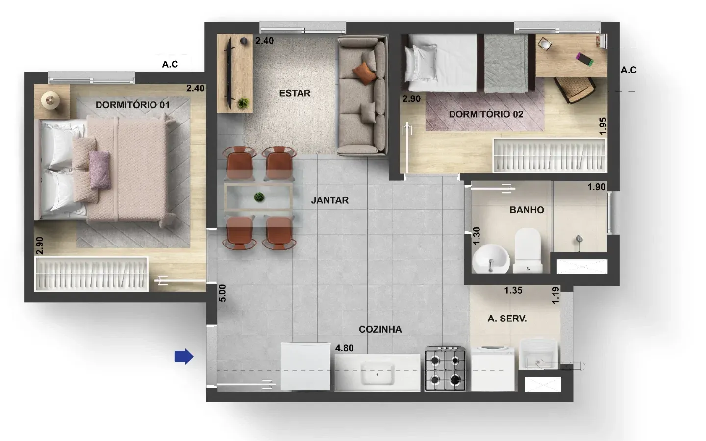 Imagem Apartamento com 2 Quartos à Venda, 37 metros em Campo Grande - Rio de Janeiro