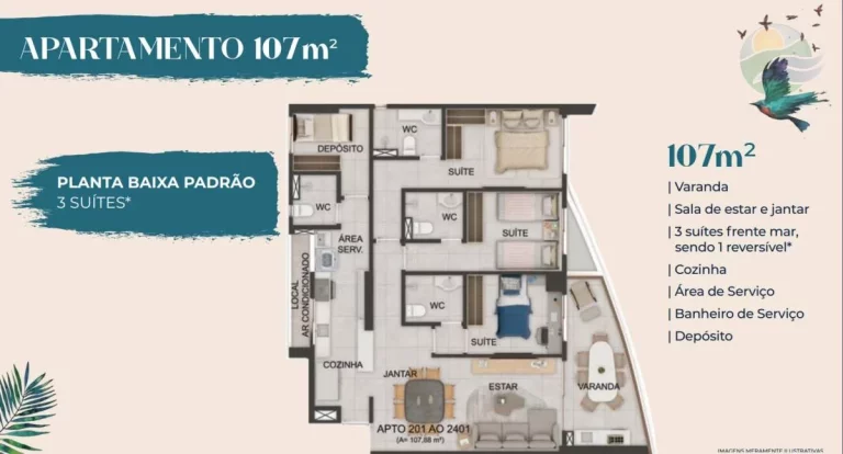Imagem Apartamento 3 quartos/Suites, beira mar, no calçadão de Piedade, Jaboatão dos Guararapes, PE