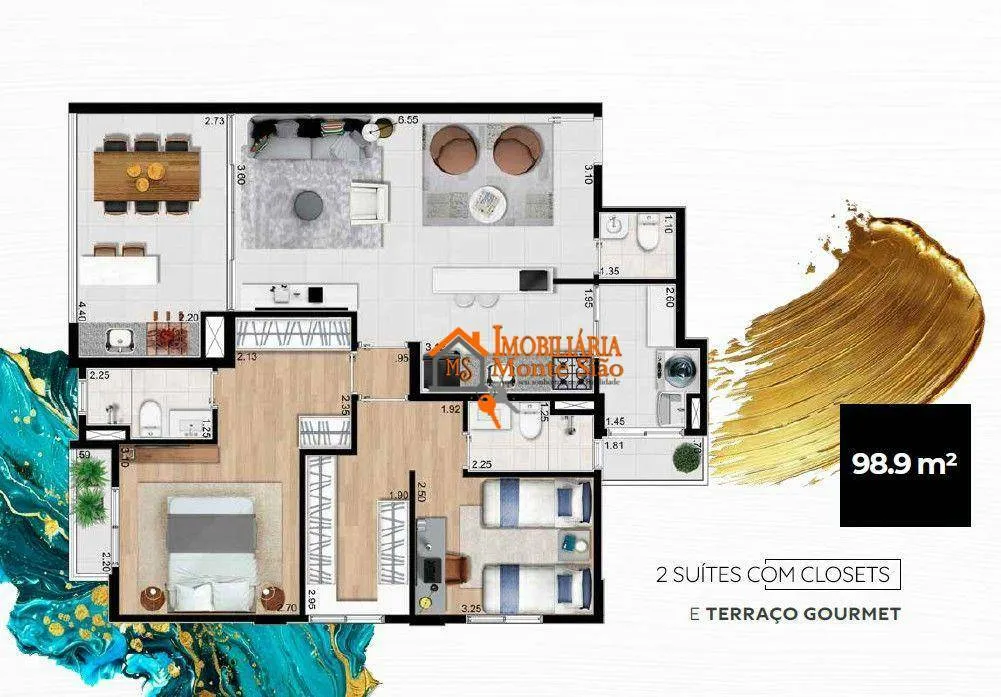 Imagem Viva o Alto Padrão no Residencial Majestic | 99 m² | Terraço Gourmet | Entrega 2027