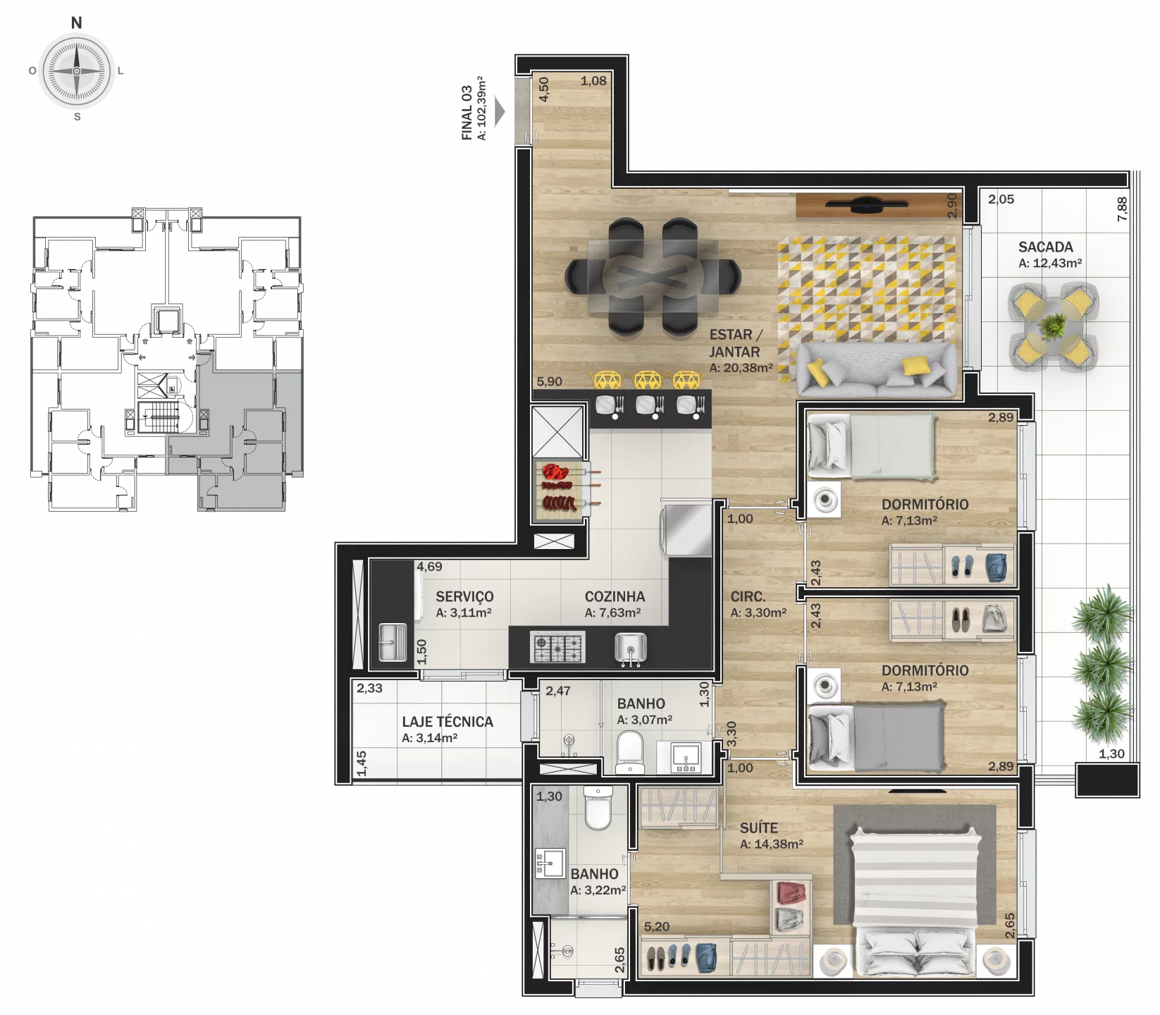 Imagem Apartamento 3 quartos sendo 1 suíte para venda no bairro Madureira em Caxias do Sul