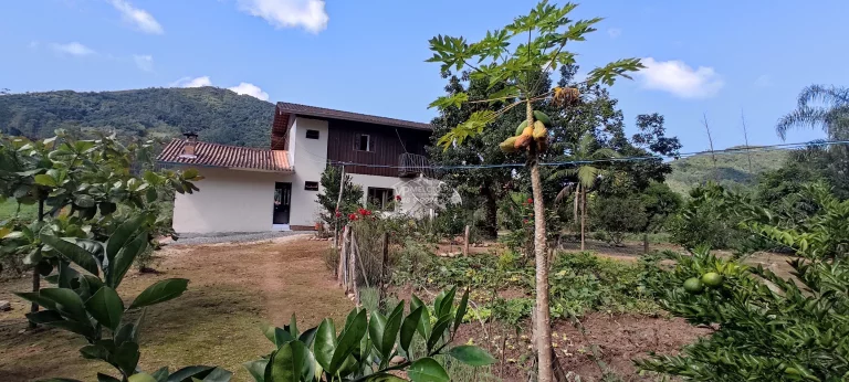 Imagem Sítio a venda, Com casa e lagoa de peixes, e riacho atravessado o terreno a 300 metros da SC 108. Boa área de 4.000m² de plantio com terra boa,