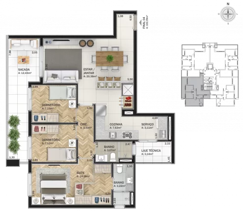 Imagem Apartamento 3 quartos sendo 1 suíte para venda no bairro Madureira em Caxias do Sul