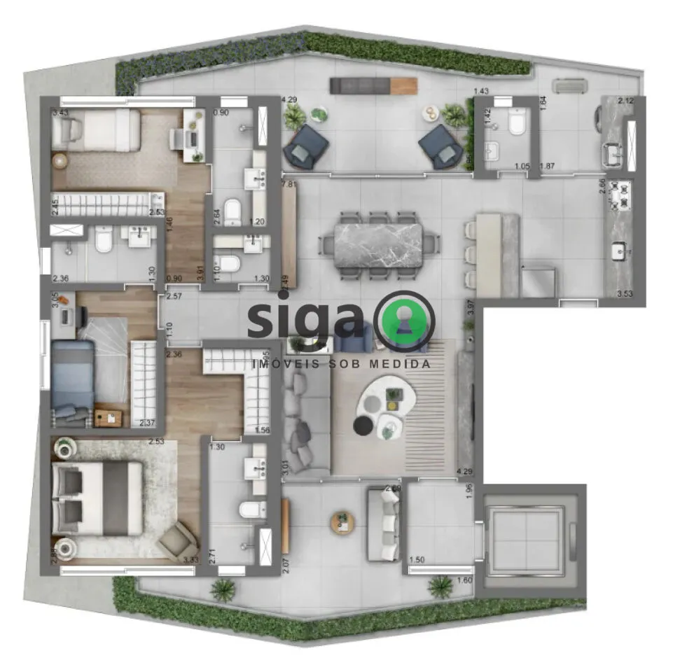 Foto do imóvel Apartamento 143m² 3 Suítes na Vila Olímpia com Varanda e 2 Vagas, Rua Funchal