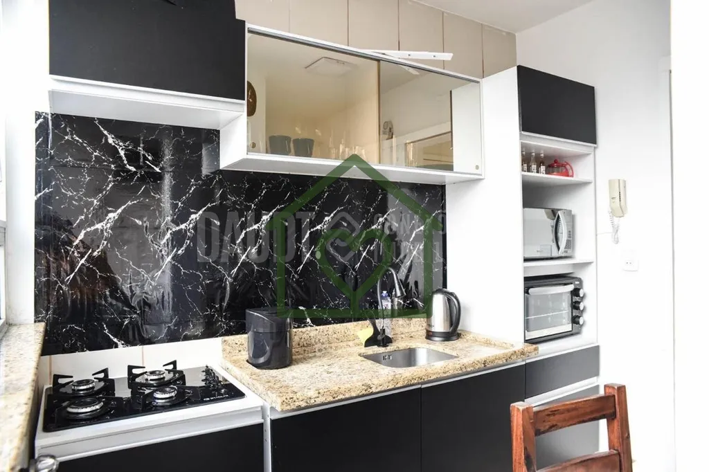 Imagem Apartamento de 1 dormitório com excelente distribuição: living, cozinha e área de serviço separ...