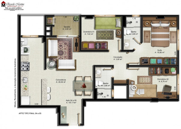 Imagem Apartamento com 2 Quartos à Venda, 76 m² em Centro - Criciúma