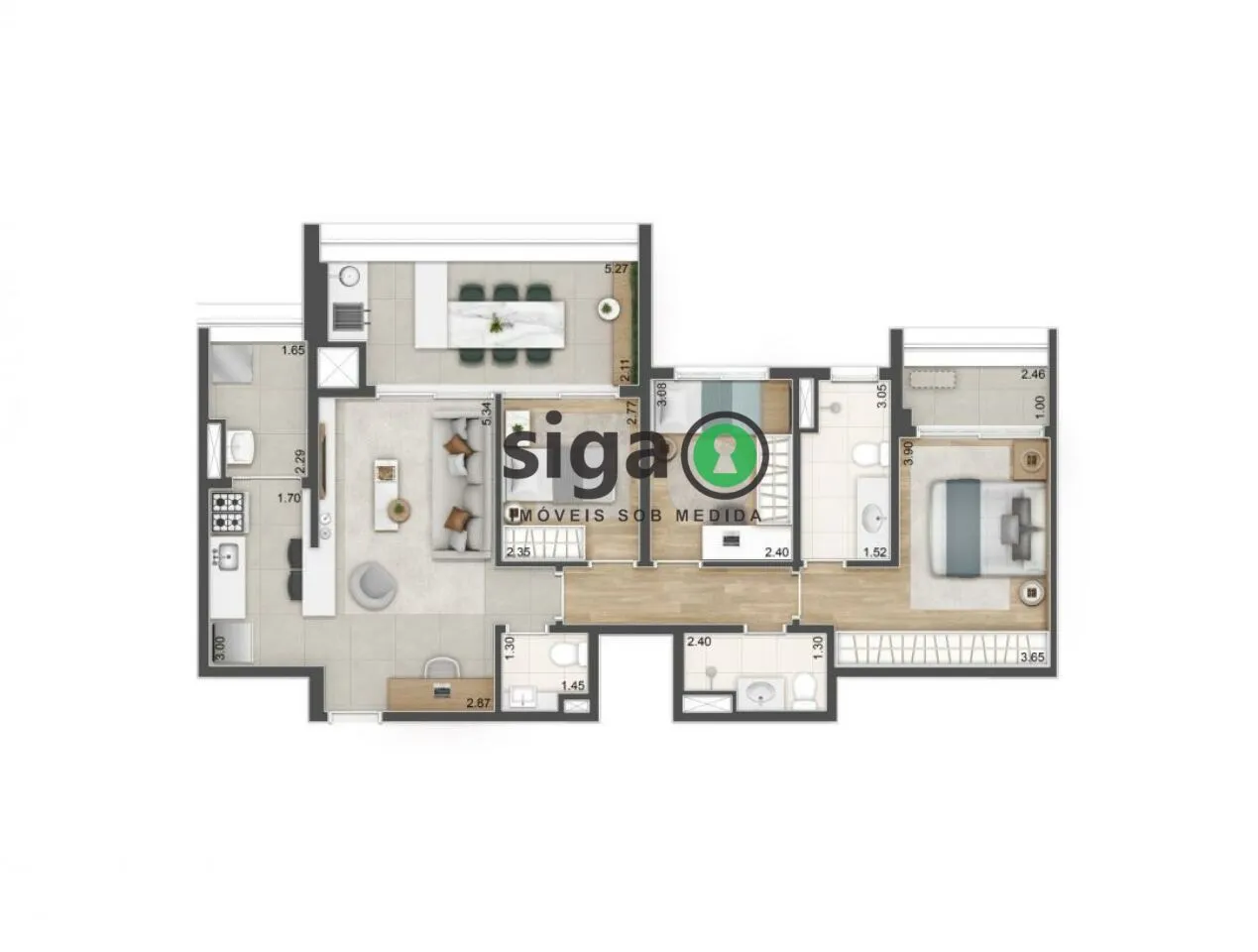 Imagem Apartamento para venda no Alto da Boa Vista com 3 quartos