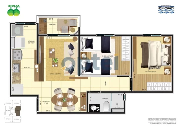 Imagem APARTAMENTO COM 51 M², 02 DORMITÓRIOS, SALA COZINHA, COM 01 VAGA , TABOÃO -DIADEMA