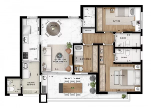 Imagem ÚLTIMA UNIDADE - APARTAMENTO 100M², 3 DORMITÓRIOS SENDO 2 SUÍTES, TERRAÇO GOURMET COM 1 VAGA + DEPÓSITO A VENDA - JARDIM GUEDALA - SÃO PAULO / SP