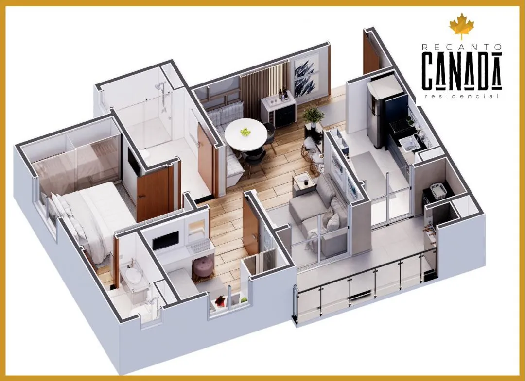 Imagem Apartamento com Suíte e Churrasqueira na sacada, no Bairro Canadá, Cascavel - Em Obras