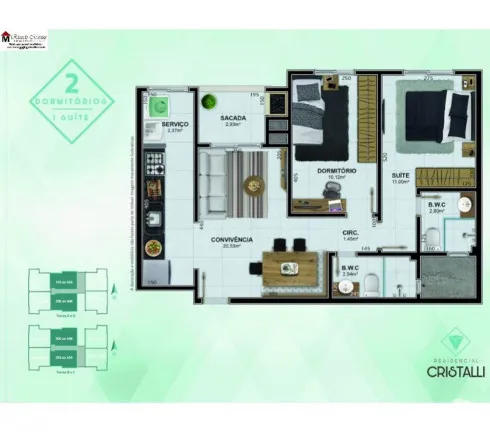 Imagem Apartamento com 2 Quartos à Venda, 65 m² em Presidente Vargas - Içara