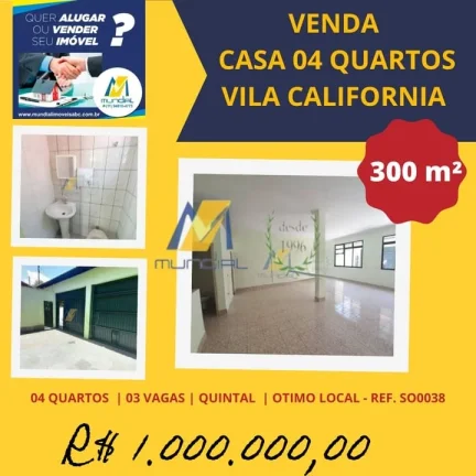 ???? Vendo Sobrado em São Paulo, Vila California