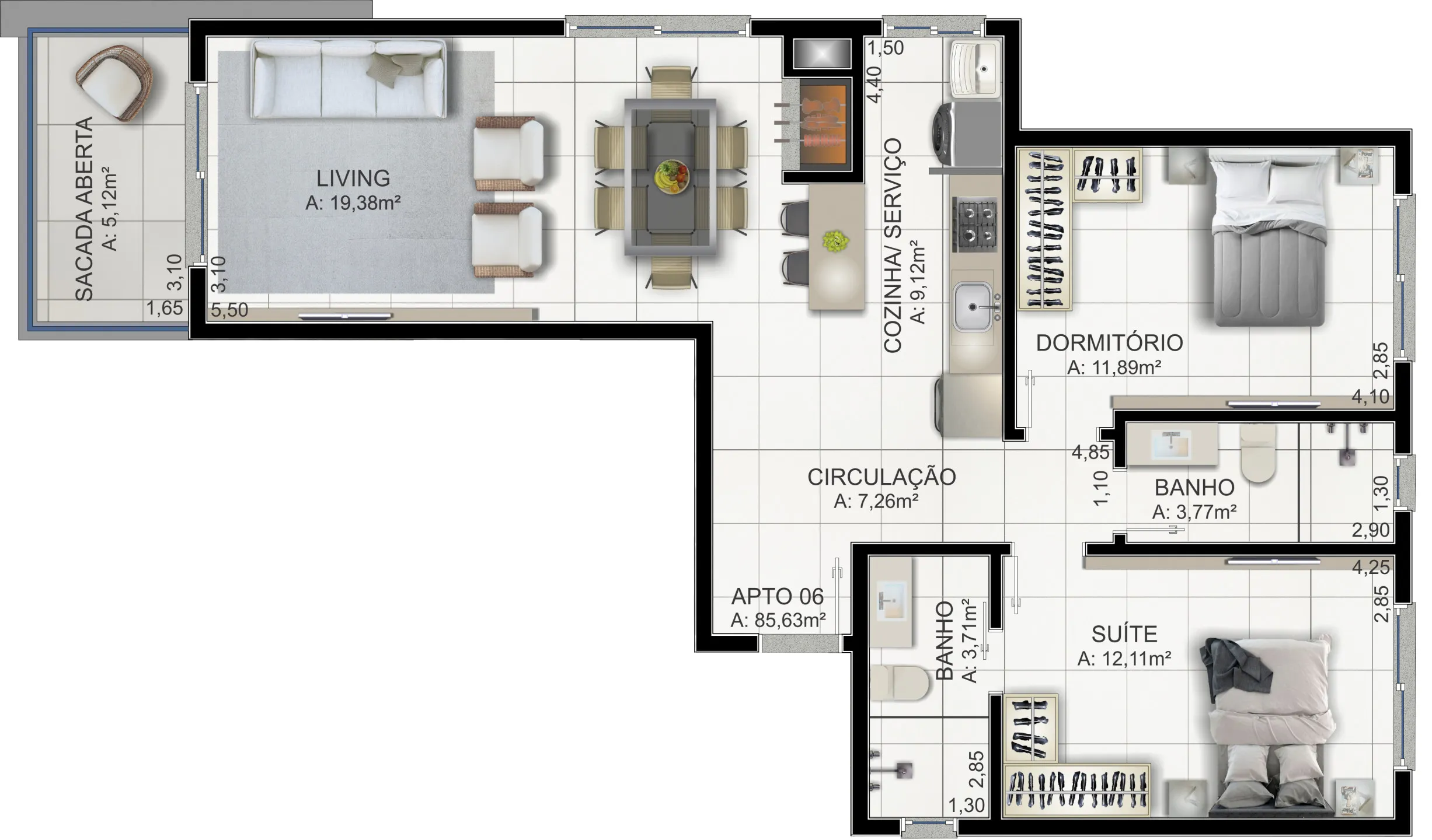 Imagem Apartamento à venda em Torres, Praia da Cal, com 2 quartos, 160.86m2