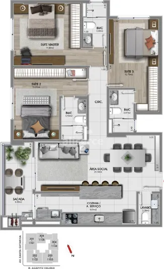 Imagem PRONTO PARA MORAR - APARTAMENTO COM 3 DORMITÓRIOS (3 SUÍTES) E 109 m² NO CORAÇÃO DO ESTREITO - FLORIANÓPOLIS/SC