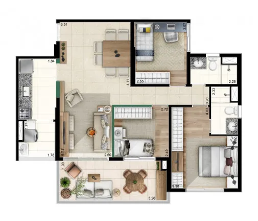 Imagem Apartamento com 3 Quartos à Venda, 90 m²em Jardim Caboré - São Paulo