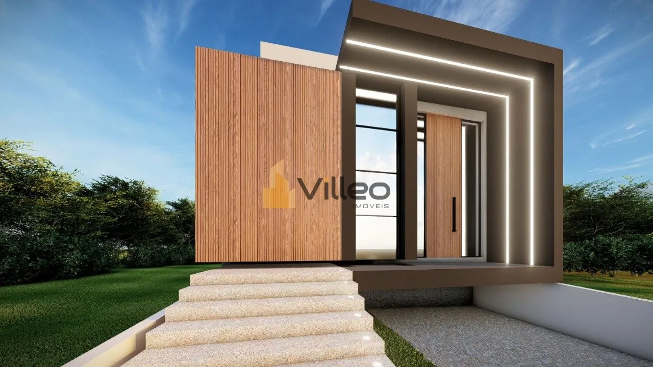 Imagem Apresentamos esta belíssima casa térrea com arquitetura moderna e pé-direito alto de 6 metros, qu...