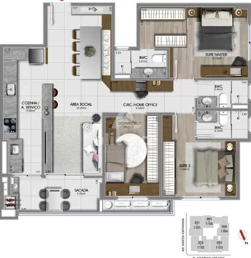 Imagem PRONTO PARA MORAR - APARTAMENTO COM 3 DORMITÓRIOS (2 SUÍTES) E 111 m² NO CORAÇÃO DO ESTREITO - FLORIANÓPOLIS/SC