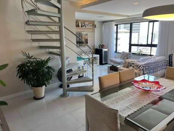 Imagem Excelente cobertura vista mar decorada com três suítes e área gourmet a venda na Pituba