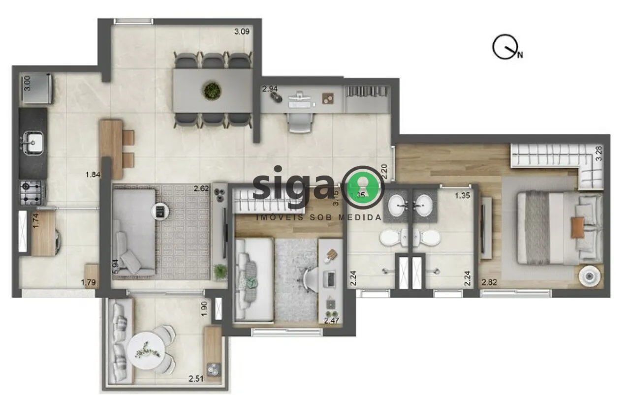 Imagem APARTAMENTO Á VENDA NO MONUMENTO COM 2 QUARTOS, 1 VAGA, LAZER COMPLETO!