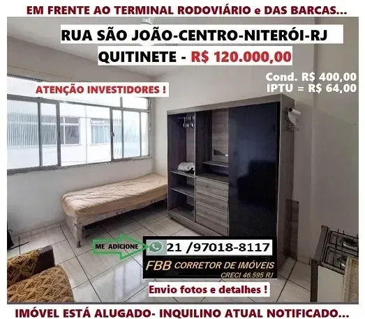 Foto do imóvel Apartamento com 1 Quarto à Venda, 30 m² em Centro - Niterói