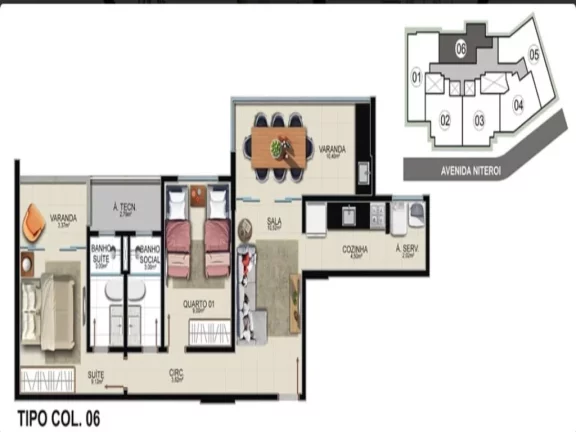 Imagem Apartamento com com 3 quartos e 2 suítes financiamento próprio no Edifico Art Life a venda na praia da cerca