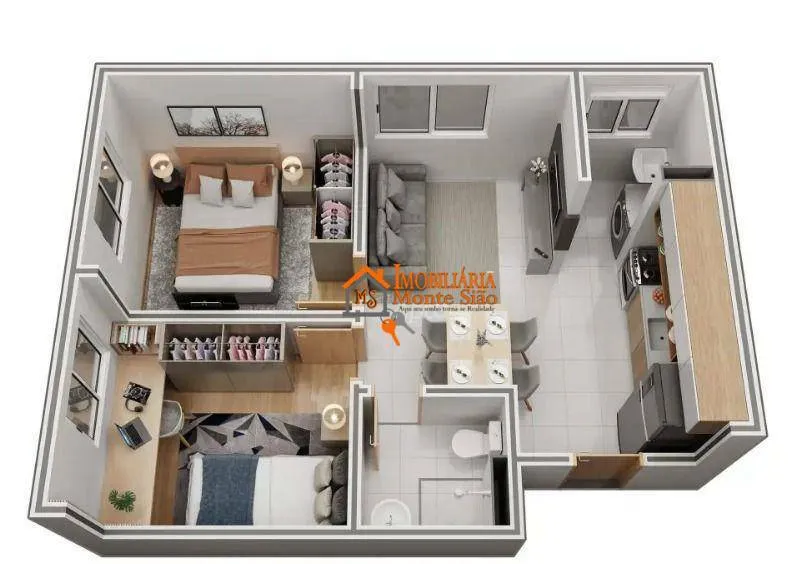Imagem Apartamento com 2 dormitórios à venda, 42 m² por R$ 262.000,00 - Vila Nova Bonsucesso - Guarulhos/SP