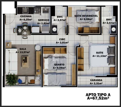 Imagem ÁGIO: R$ 173.250,00 - Apartamento em construção, 3 dormitórios à venda por R$ 417.250,00 - NORTH MIX CONDOMÍNIO - Primavera - Teresina/PI