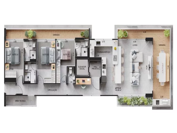Imagem Apartamento com 3 dorms, Canto do Forte, Praia Grande - R$ 1.58 mi, Cod: 2307