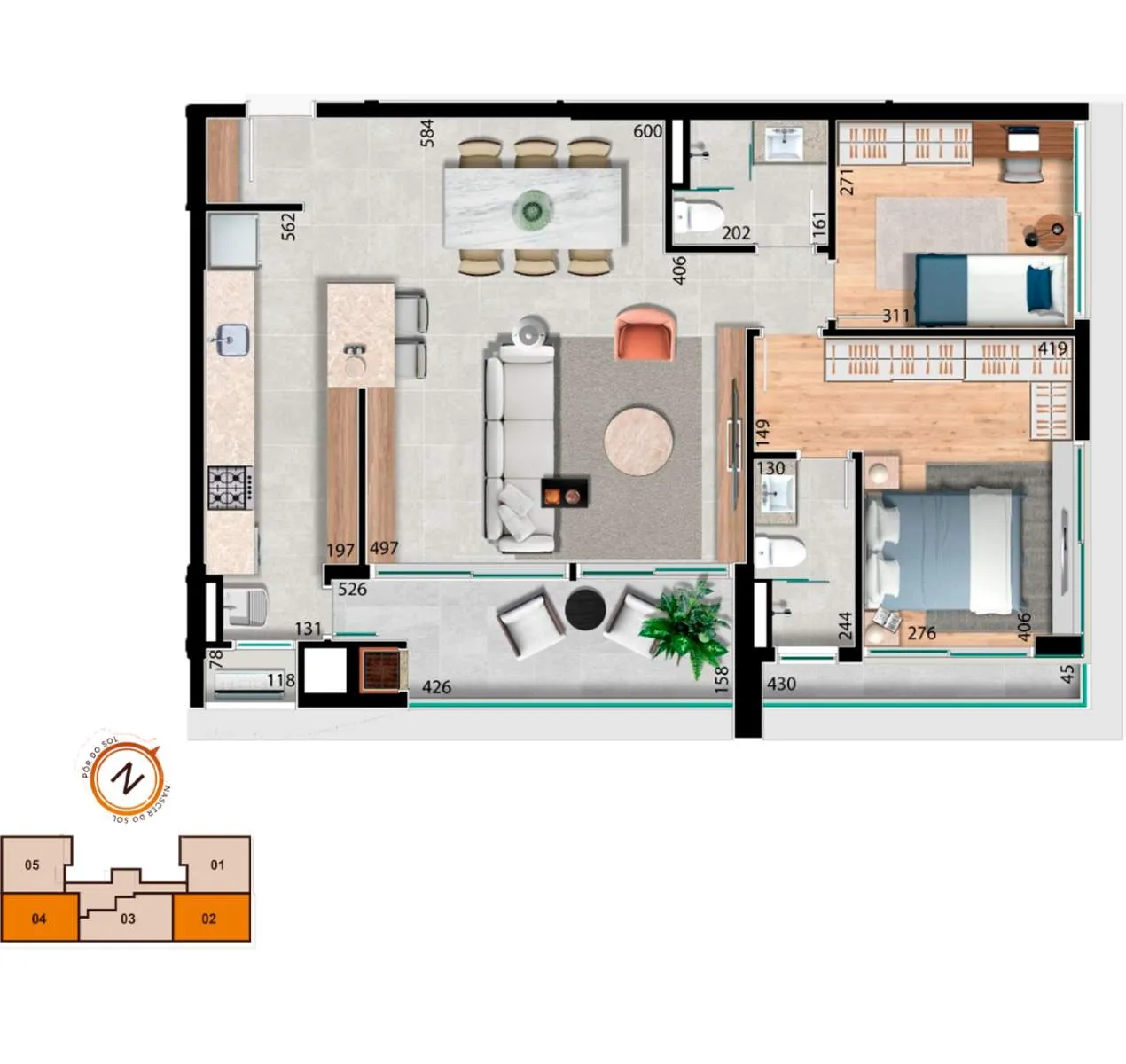 Imagem Apartamento de 2 e 3 dormitórios, no bairro Bacacheri 94mts².