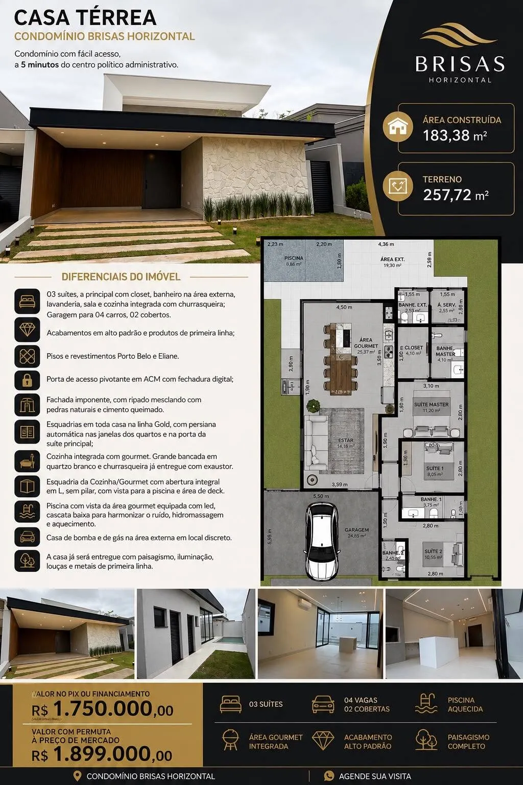 Imagem Casa 3 suítes condomínio brisas