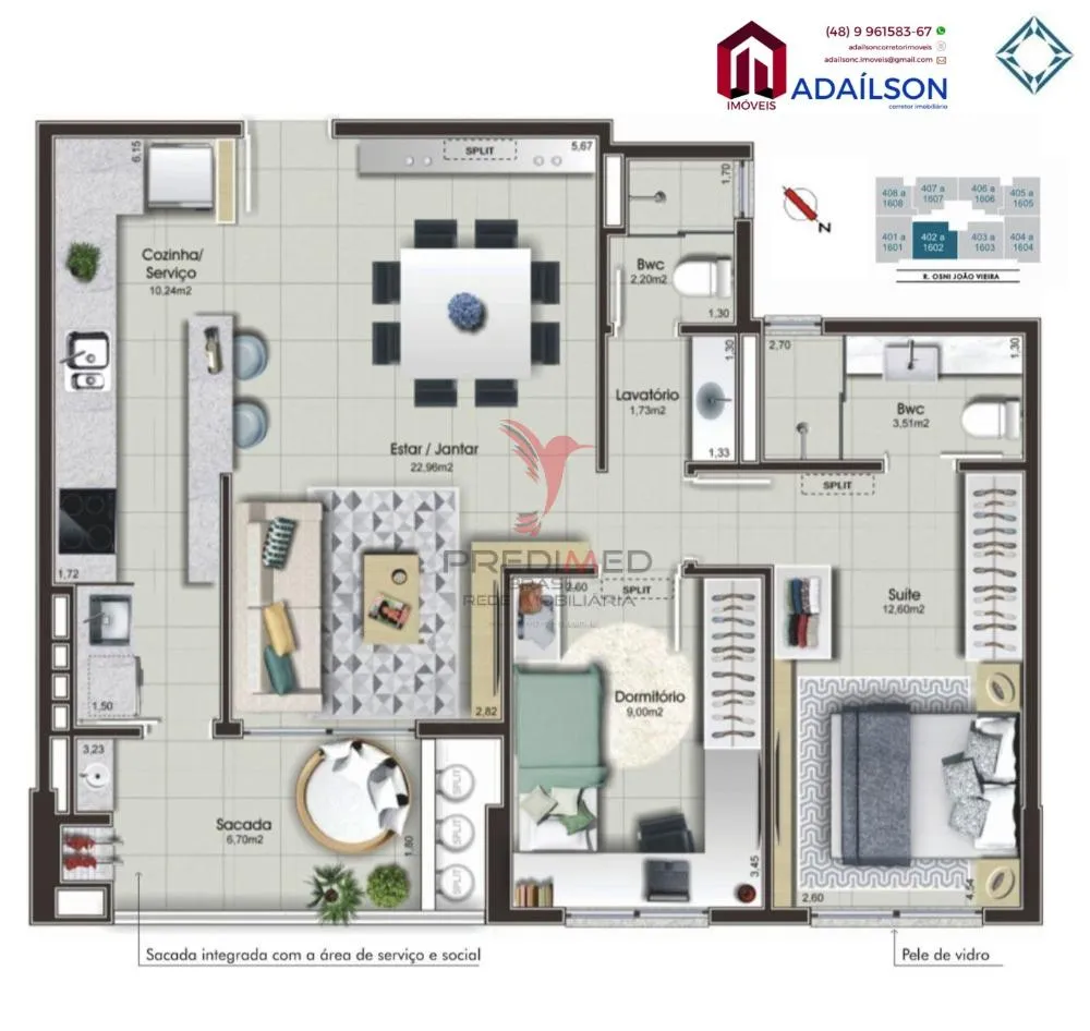Imagem Residencial Garnet Azul APTOS 2 E 3Dorm Bairro Campinas São Jose SC