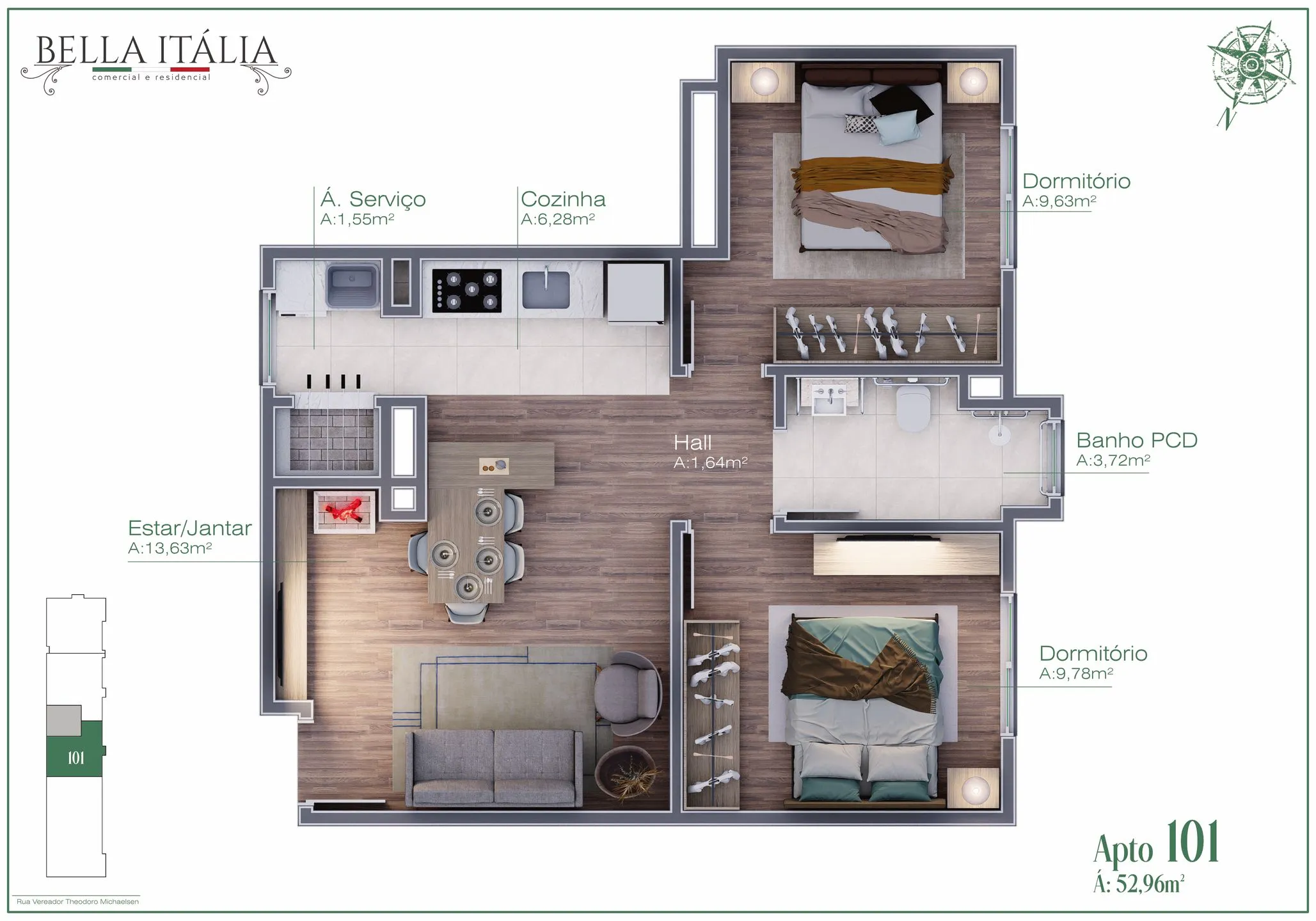 Imagem Apartamento à venda em Gramado, Moura, com 2 quartos, 63.58m2