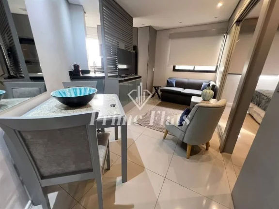 Imagem Flat disponível para locação no Hotel Hampton Park, com 33m², 1 dormitório e 1 vaga de garagem