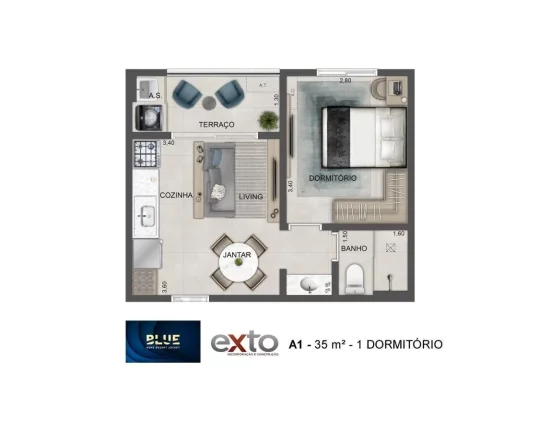 Imagem BLUE HOME RESORT JOCKEY - EXTO - Aptos de 62m², a 1 km da Estação Vila Sônia do Metrô!