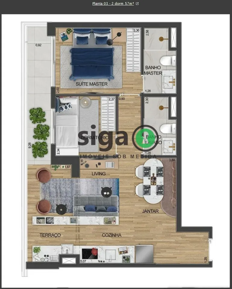 Imagem Apartamento a venda no Brooklin 2 quartos