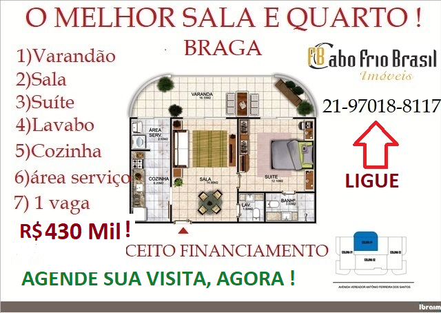 Imagem Apartamento com 1 Quarto à Venda, 55 m² em Braga - Cabo Frio
