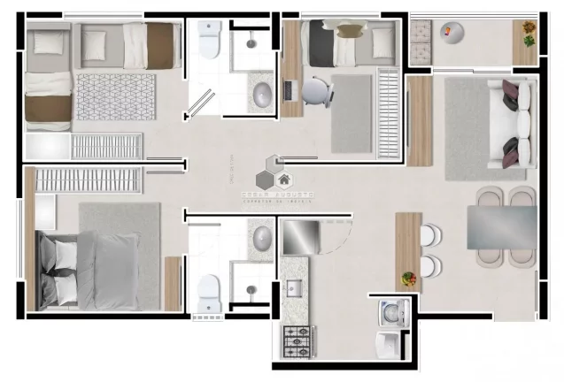 Imagem Alegrare - Apartamentos com 02 ou 03 quartos no Jos?(C) de Alencar