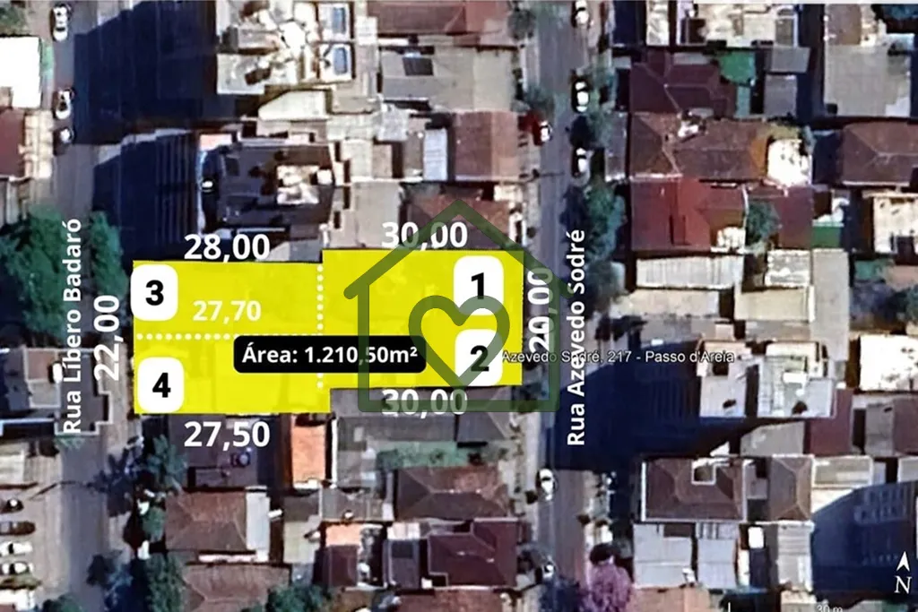 Imagem Terreno de 306,35 m², medindo 11,00 x 28,00, localizado na Rua Líbero Badaró, no Passo D'Areia (2...