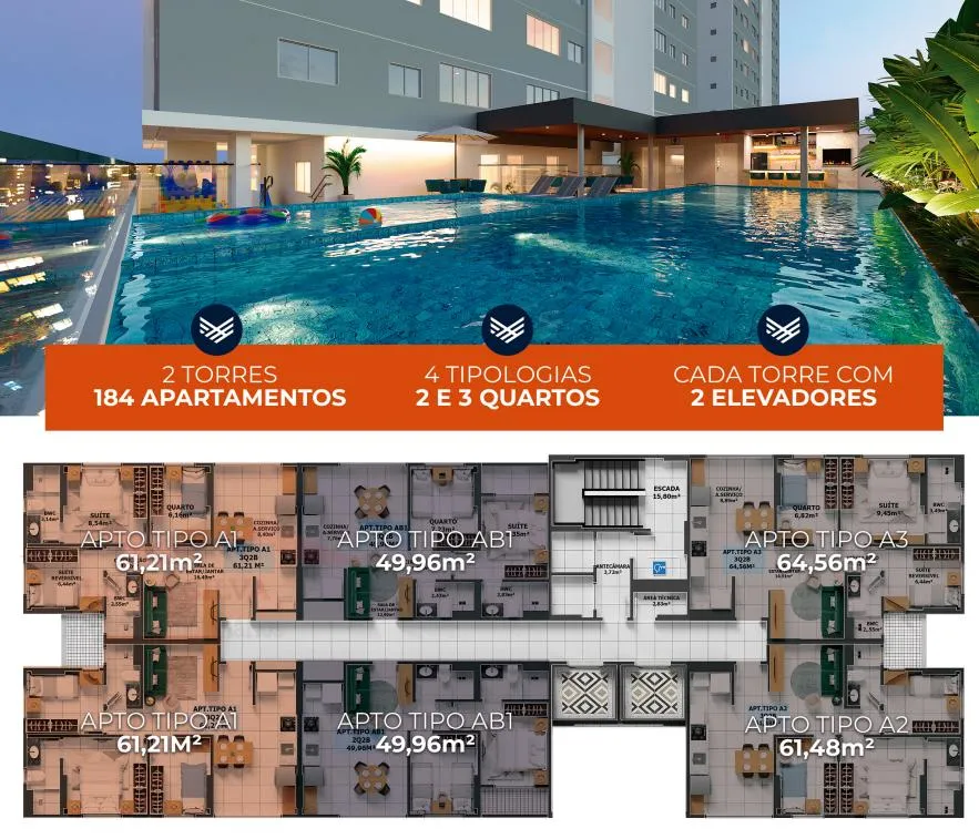 Foto do imóvel Gran Vista Kennedy | Apartamento 03 quartos à venda em Zoobotânico, Teresina - PI